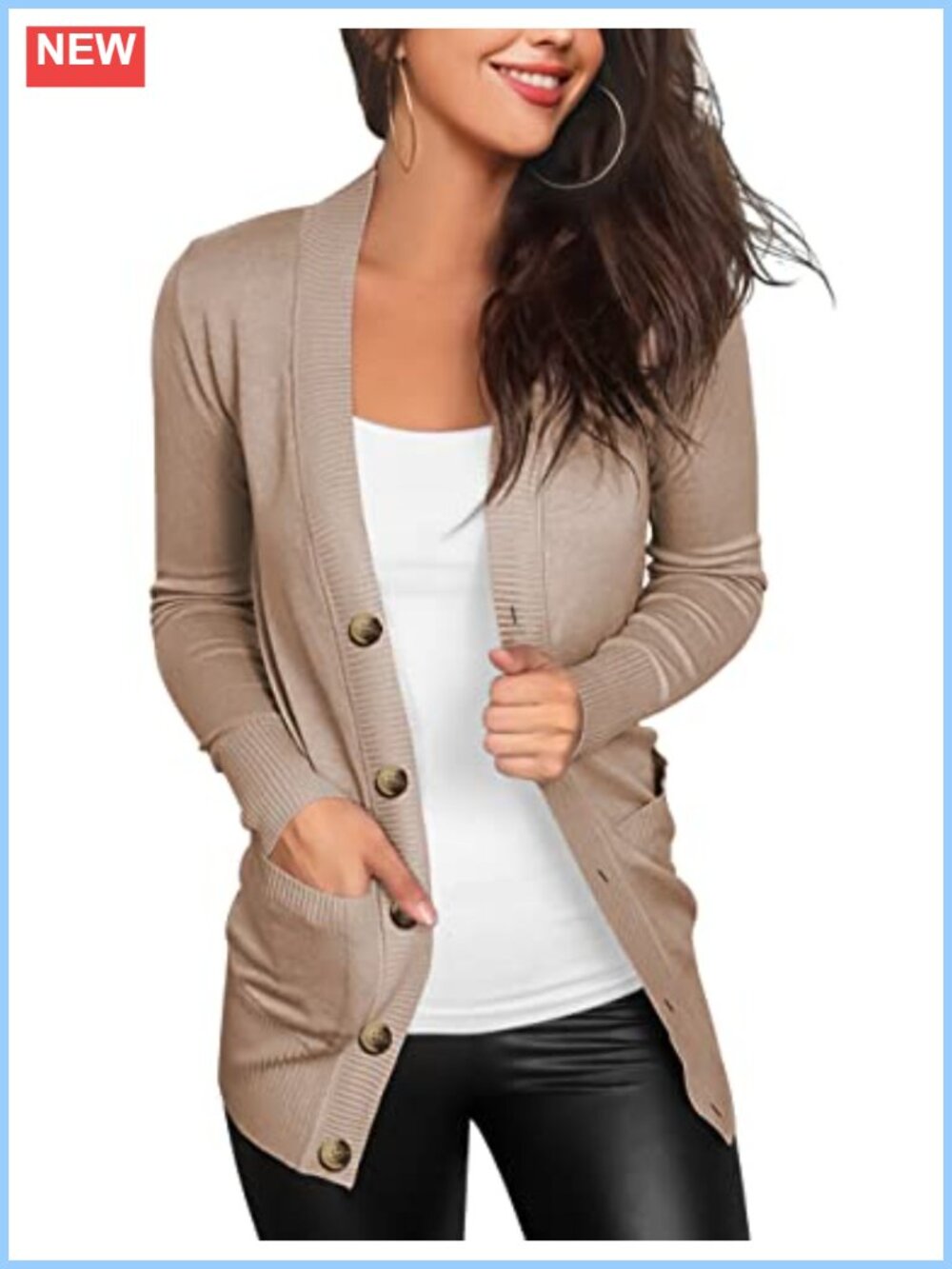 Lightweight Button Front Cardigan Sweater with Pockets
